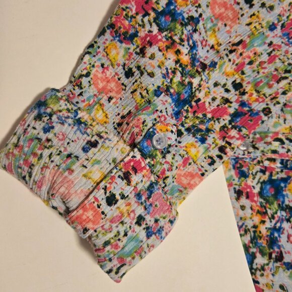 Kut from the Kloth Paint Splatter Print Long Sleeve Button Front Shirt Size XL - Picture 4 of 6